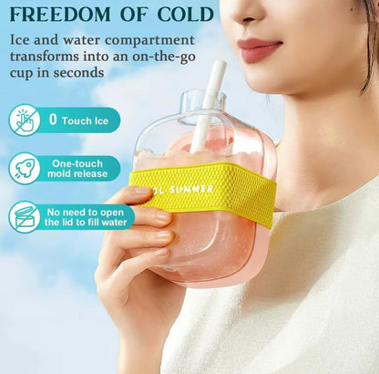 2-in-1 Ice Cube Bottle with Straw