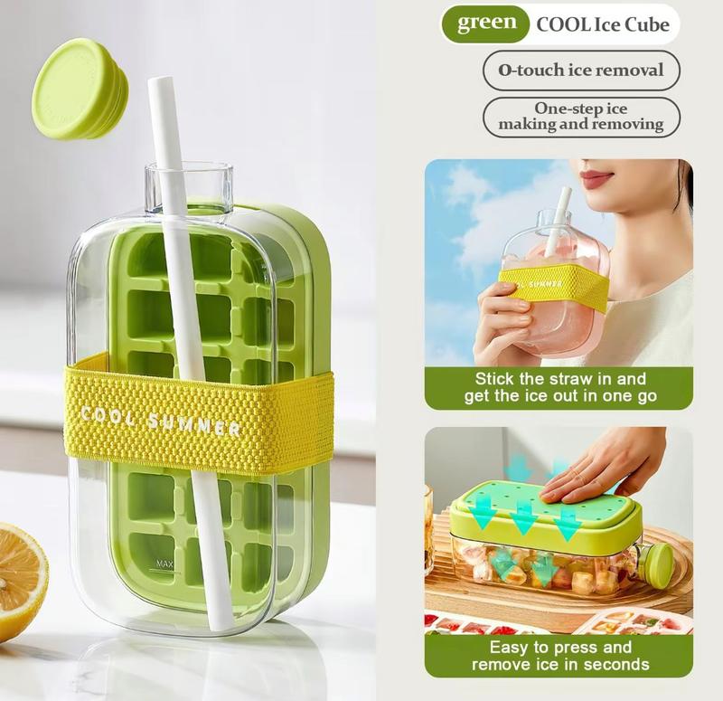 2-in-1 Ice Cube Bottle with Straw